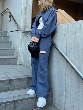 「SPIRALGIRL（スパイラルガール）のアイテム（スウェットパンツ）」を使った、namiさん（レディース・160cm）の冬コーディネート