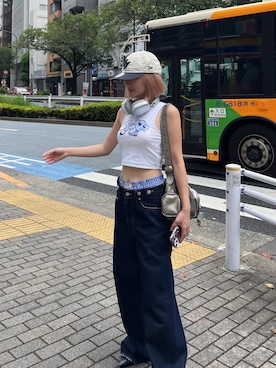 「アイテム（タンクトップ）」を使った、namiさん（レディース・160cm）の秋コーディネート