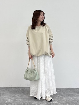 「A part by（アパートバイ）のチェーン2WAYBAG（ショルダーバッグ、グリーン系）」を使った、ですこさん（レディース・148cm）の春コーディネート