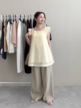 「アイテム（スラックス）」を使った、ですこさん（レディース・148cm）の夏コーディネート