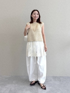 「アイテム（チュニック）」を使った、ですこさん（レディース・148cm）の夏コーディネート