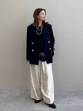 「A part by（アパートバイ）のＷライクテーラードスリットジャケット（テーラードジャケット）」を使った、ですこさん（レディース・148cm）の秋コーディネート