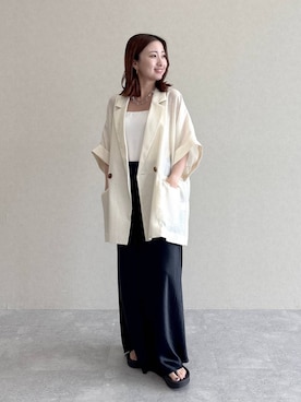 「A part by（アパートバイ）のカトリーヌサテンナロースカート（スカート）」を使った、ですこさん（レディース・148cm・20代）の夏コーディネート