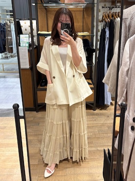 「A part by（アパートバイ）のヘマタイトビーズロングネックレス（ネックレス、シルバー系）」を使った、ですこさん（レディース・148cm）の春コーディネート