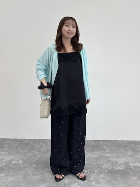 「A part by（アパートバイ）のナローストラップサンダル（サンダル、ブラック系）」を使った、ですこさん（レディース・148cm）の春コーディネート