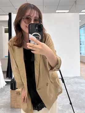 「A part by（アパートバイ）のシアーWジャケット（テーラードジャケット、ベージュ系）」を使った、ですこさん（レディース・148cm）の春コーディネート