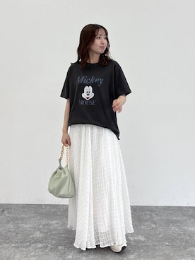 「A part by（アパートバイ）のチェーン2WAYBAG（ショルダーバッグ、グリーン系）」を使った、ですこさん（レディース・148cm）の春コーディネート