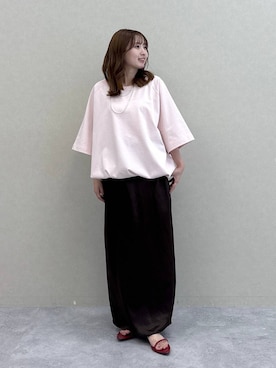 「A part by（アパートバイ）のヘマタイトビーズロングネックレス（ネックレス、シルバー系）」を使った、ですこさん（レディース・148cm）の春コーディネート