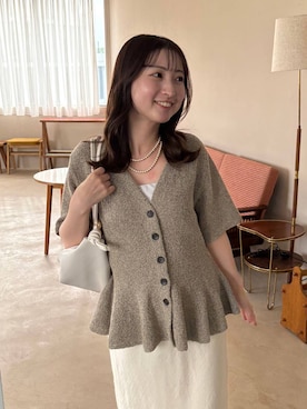 「A part by（アパートバイ）のハートモチーフバッグ（ショルダーバッグ、ホワイト系）」を使った、ですこさん（レディース・148cm）の春コーディネート