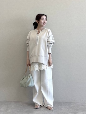 「A part by（アパートバイ）のチェーン2WAYBAG（ショルダーバッグ、グリーン系）」を使った、ですこさん（レディース・148cm）の冬コーディネート