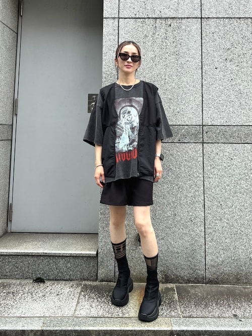 【DankeSchon】GRADATION CHEMICAL S/S TEE EYE ブラック セール】DankeSchon/ダンケシェーン/GRADATION CHEMICAL S/S TEE
