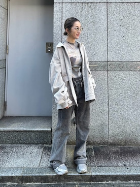 「アイテム（カバーオール）」を使った、hanae maruiさん（レディース・156cm）の秋コーディネート