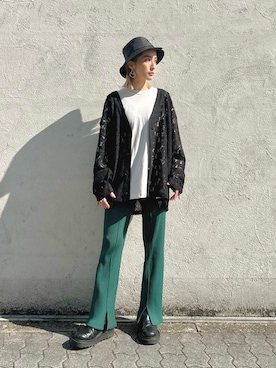「JW Anderson（ジェイダブリューアンダーソン）のアイテム（帽子）」を使った、hanae maruiさん（レディース・155cm）の冬コーディネート