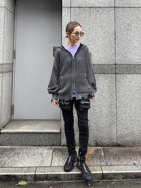 「アイテム（パーカー）」を使った、hanae maruiさん（レディース・156cm）の夏コーディネート