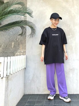 「WHITELAND（ホワイトランド）のアイテム（帽子）」を使った、hanae maruiさん（レディース・155cm）の春コーディネート