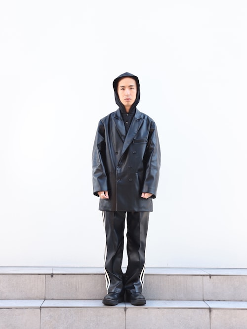 LiNoH（リノー）の「【LiNoH】シンセティックレザーダブルジャケット