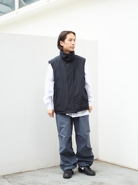 「STUDIOUS（ステュディオス）のアイテム（ダウンベスト）」を使った、yoshidaさん（メンズ・169cm）の冬コーディネート