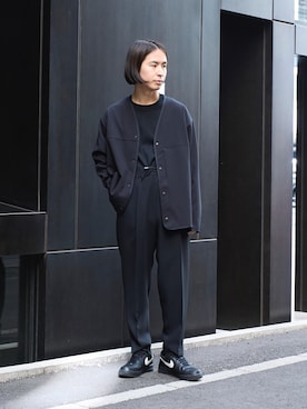 「N.HOOLYWOOD（N.ハリウッド）のアイテム（パンツ）」を使った、yoshidaさん（メンズ・169cm）の冬コーディネート