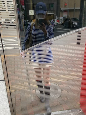 「アイテム（レインシューズ、ブルー系）」を使った、ayaさん（レディース・157cm）の夏コーディネート