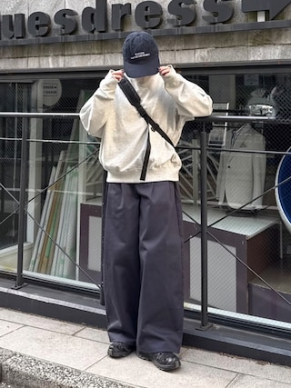 「flaner（フラネ）のflaner logo cap / flanerロゴキャップ（キャップ）」を使った、ukiさん（レディース・155cm）の春コーディネート