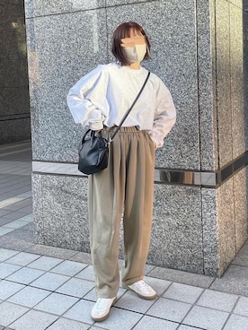 「ジャーマントレーナー」｜「アイテム（スウェットパンツ）」を使った、ukiさん（レディース・155cm）の冬コーディネート