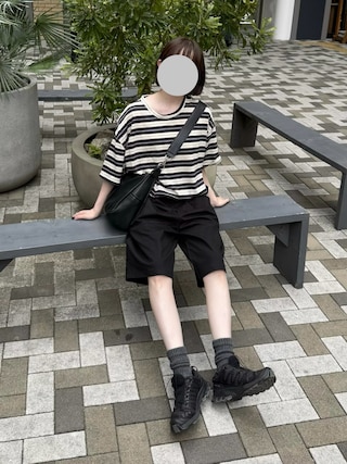 「full/fill.（フルフィル）のside pocket two handle bag / サイドポケット2ハンドルバッグ（ショルダーバッグ）」を使った、ukiさん（レディース・155cm）の夏コーディネート