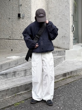 「アイテム（帽子）」を使った、ukiさん（レディース・155cm）の冬コーディネート