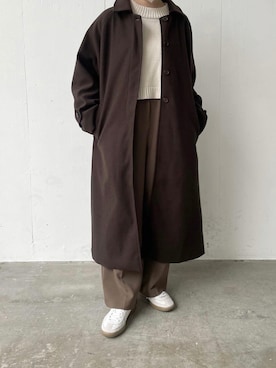 「ジャーマントレーナー」｜「アイテム（ステンカラーコート）」を使った、ukiさん（レディース・155cm）の秋コーディネート