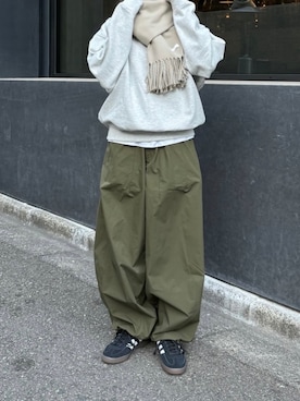 「アイテム（カーゴパンツ）」を使った、ukiさん（レディース・155cm）の冬コーディネート