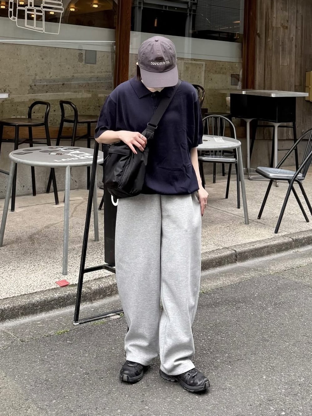ukiさんの「Loose half sleeve knit polo / ルーズハーフスリーブニットポロ（flaner）」を使ったコーディネートの1枚目の写真