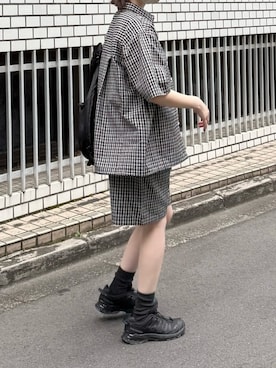 「チェックシャツ」｜ukiさん（レディース・155cm）の夏コーディネート
