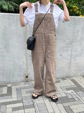 「GU（ジーユー）のアイテム（オールインワン・サロペット）」を使った、ukiさん（レディース・155cm）の夏コーディネート