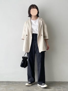 「ハーフスリーブ」｜「アイテム（ジャケット/アウター）」を使った、ukiさん（レディース・155cm）の夏コーディネート