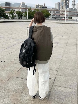 「THE NORTH FACE（ザノースフェイス）の【THE NORTH FACE/ザ ノースフェイス】HOT SHOT ホットショット（バックパック/リュック）」を使った、ukiさん（レディース・155cm）の夏コーディネート