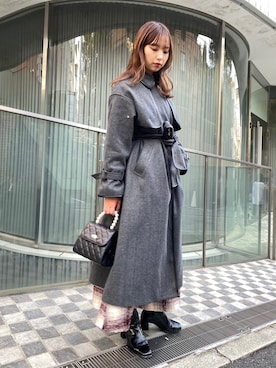 「パイピングコート」｜「アイテム（ステンカラーコート）」を使った、miya【骨格ウェーブ/イエベ春】さん（レディース・160cm）の秋コーディネート