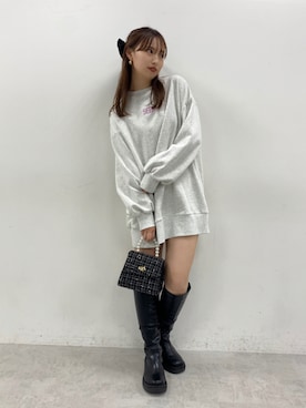 「スウェットワンピース」｜「アイテム（Tシャツ/カットソー）」を使った、miya【骨格ウェーブ/イエベ春】さん（レディース・160cm）の秋コーディネート
