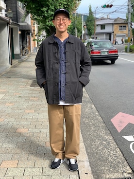「チャイナシャツ」｜「アイテム（ジャケット/アウター）」を使った、BENCHさん（メンズ・178cm）の冬コーディネート