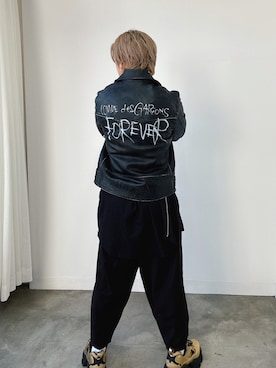 「アイテム（ライダースジャケット）」を使った、Micchiさん（メンズ・172cm）の秋コーディネート