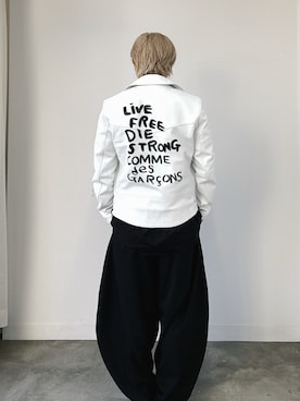 「アイテム（ライダースジャケット）」を使った、Micchiさん（メンズ・172cm）の冬コーディネート