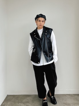 「アイテム（キャスケット）」を使った、Micchiさん（メンズ・172cm）の秋コーディネート