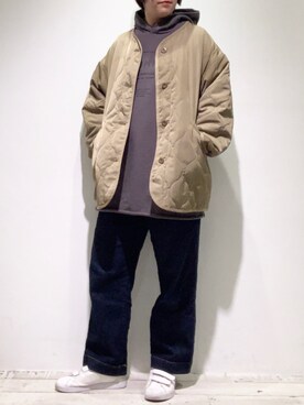 「PUAL CE CIN（ピュアルセシン）のアイテム（ノーカラージャケット）」を使った、suzuさん（レディース・167cm）の冬コーディネート