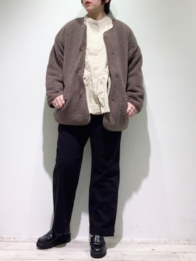 「PUAL CE CIN（ピュアルセシン）のアイテム（ノーカラーコート）」を使った、suzuさん（レディース・167cm）の冬コーディネート