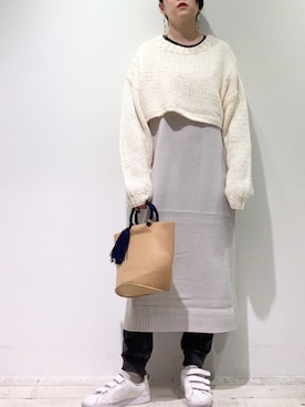 「ショート丈トップス」｜「アイテム（アンサンブル）」を使った、suzuさん（レディース・167cm）の秋コーディネート