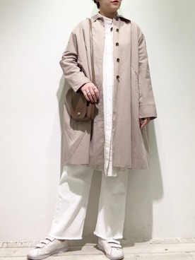 「PUAL CE CIN（ピュアルセシン）のアイテム（ステンカラーコート）」を使った、suzuさん（レディース・167cm）の春コーディネート