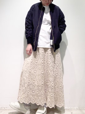 「PUAL CE CIN（ピュアルセシン）のアイテム（ブルゾン）」を使った、suzuさん（レディース・167cm）の春コーディネート