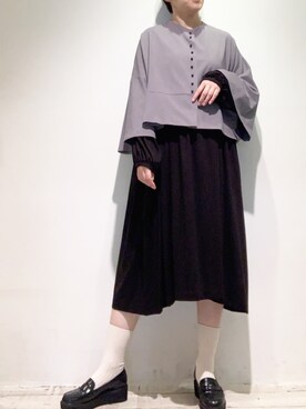 「PUAL CE CIN（ピュアルセシン）のアイテム（ノーカラージャケット）」を使った、suzuさん（レディース・167cm）の冬コーディネート
