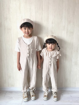 「converse」｜「アイテム（サロペット/オーバーオール）」を使った、yuu*さん（キッズ・120cm）の夏コーディネート