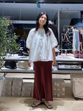 「A part by（アパートバイ）のバルーンドットブラウス（シャツ/ブラウス）」を使った、いっちーさん（レディース・162cm）の秋コーディネート