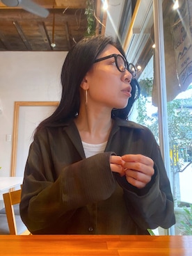 「A part by（アパートバイ）のチェックシャツ_長袖（シャツ/ブラウス、グリーン系）」を使った、いっちーさん（レディース・162cm）の秋コーディネート