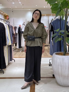 「Andemiu（アンデミュウ）のレースラインストレートパンツ/1017851（スラックス、ブラック系）」を使った、いっちーさん（レディース・162cm）の夏コーディネート